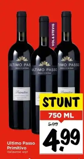 Vomar Voordeelmarkt Ultimo passo primitivo italiaanse wijn aanbieding