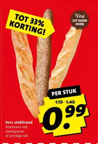 Boni Vers stokbrood steenoven wit, meergranen of prestige wit aanbieding