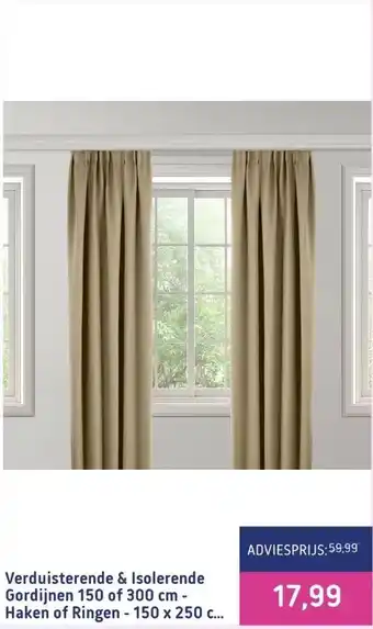 Koopjedeal Verduisterende & isolerende gordijnen 150 of 300 cm - haken of ringen - 150 x 250 cm ophangsysteem: ringen beige | koopjedeal aanbieding