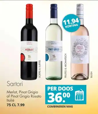 Mitra Sartori merlot, pinot grigio of pinot grigio rosato aanbieding