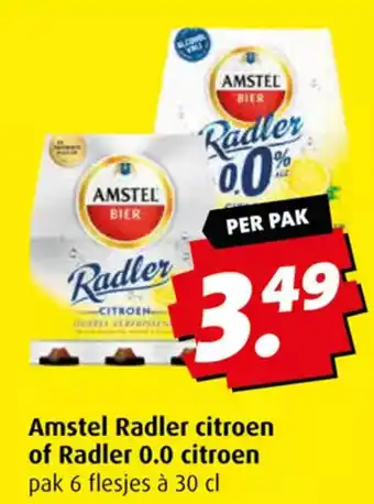 Boni Amstel Radler citroen of Radler 0.0 citroen pak 6 flesjes à 30 cl aanbieding