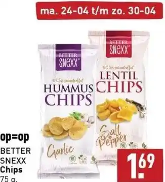 ALDI Better snexx chips 75 g. aanbieding