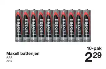 Zeeman Maxell batterijen AAA Zink 10-pak aanbieding