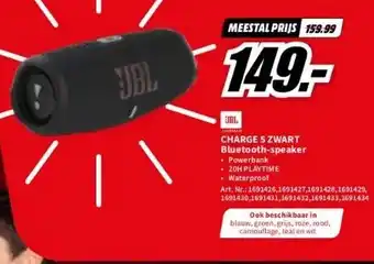 MediaMarkt Jbl charge 5 zwart bluetooth-speaker aanbieding