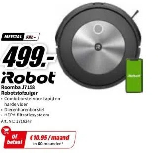 Robot roomba j7158 robotstofzuiger aanbieding bij MediaMarkt