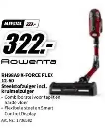 MediaMarkt Rowenta rh98a9 x-force flex 12.60 steelstofzuiger incl. kruimelzuiger aanbieding