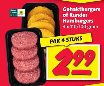 Nettorama Gehaktburgers of Runder Hamburgers aanbieding