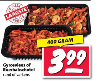 Nettorama Gyrosvlees of Roerbakschotel rund of varkens 400 gram aanbieding