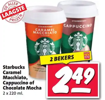 Nettorama Starbucks Caramel Macchiato, Cappuccino of Chocolate Mocha 2 x 220 ml. aanbieding