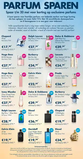 MCD Supermarkt Parfum sparen spaar t/m 20 mei voor korting op exclusieve parfums aanbieding