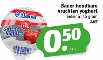 Poiesz Bauer houdbare vruchten yoghurt aanbieding
