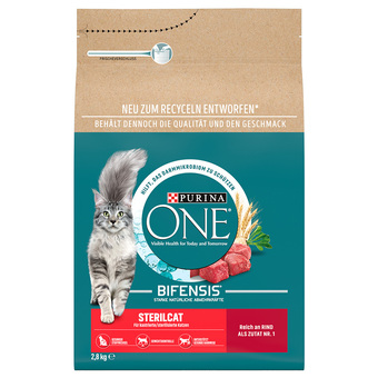 Zooplus 2,8kg sterilcat met rund purina one kattenvoer aanbieding