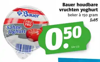 Poiesz Bauer houdbare vruchten yoghurtBauer houdbare vruchten yoghurt beker à 150 gram 150 gram aanbieding