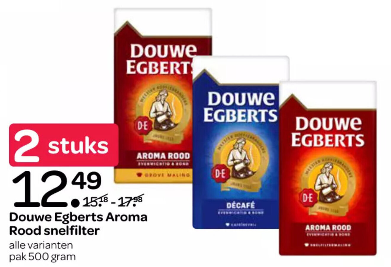Douwe Egberts Aroma Rood snelfilter 500 gram aanbieding bij Spar