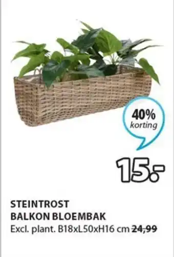 Jysk Steintrost balkon bloembak 18 x 50 x 16cm aanbieding