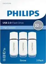 Bol.com 3-pack philips usb stick 32 gb - usb 2.0 type-a 3.2 gen 1 (3.1 gen 1) shadow grey/ wit aanbieding