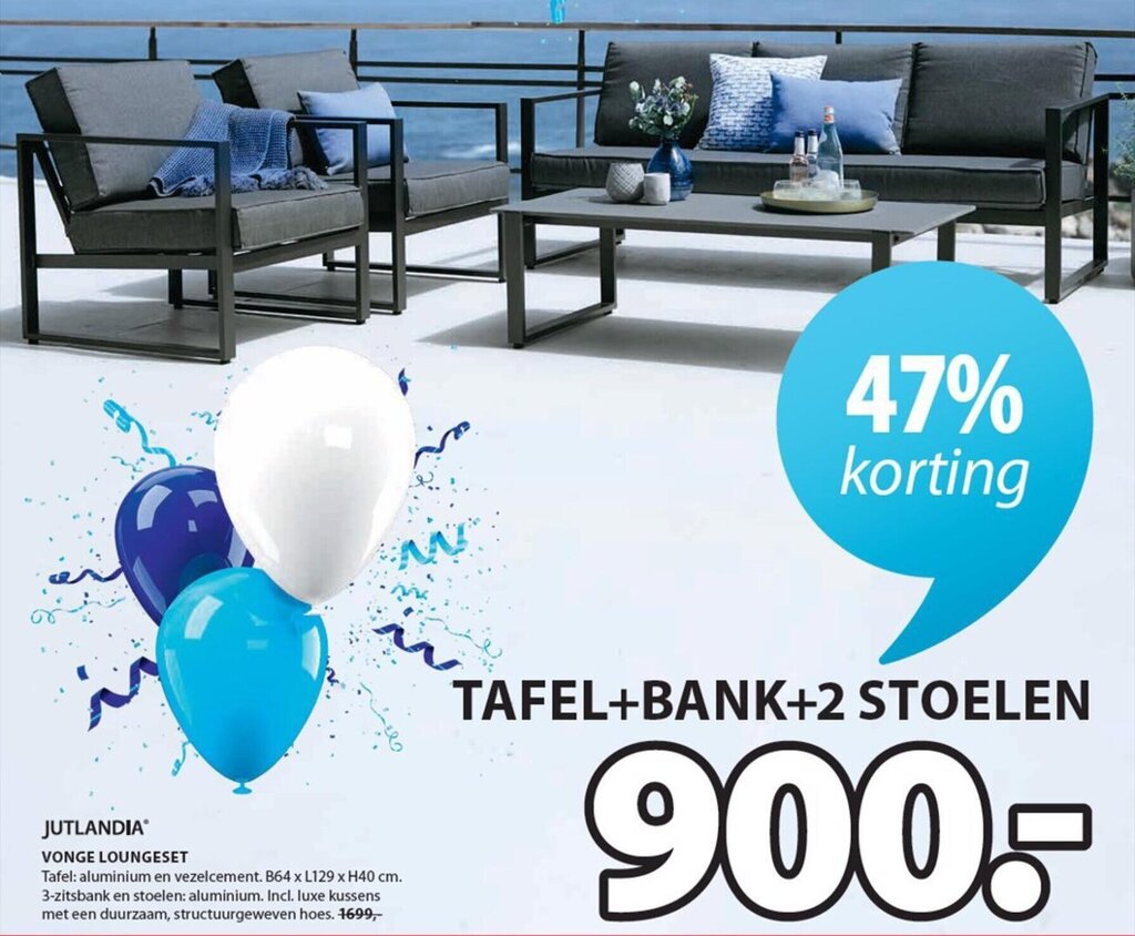 Jutlandia vonge loungeset tafel+bank+ 2 stoelen aanbieding bij Jysk