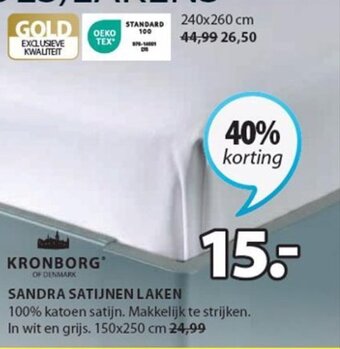 Jysk Kronborg sandra satijnen laken aanbieding