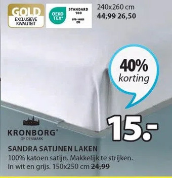 Jysk Sandra satijnen laken aanbieding