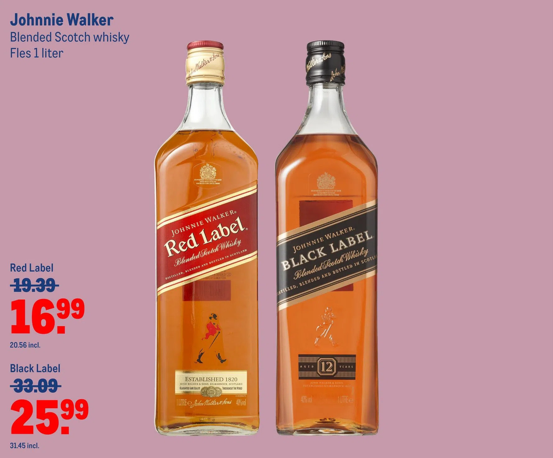 Johnnie walker blended scotch whisky aanbieding bij Makro