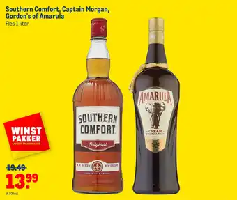 Makro Southern comfort, captain morgan, gordon's of amarula aanbieding