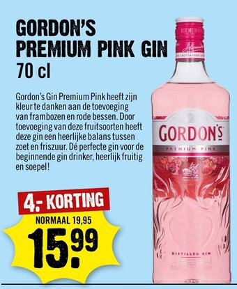 Dirck 3 GORDON'S PREMIUM PINK GIN 70 cl aanbieding