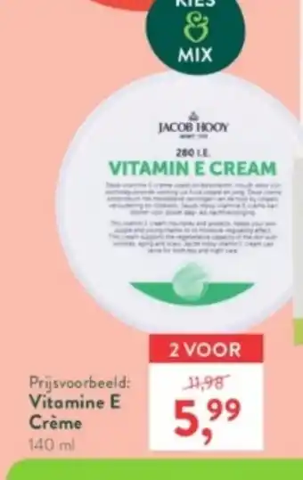 Holland & Barrett JACOB HOOY Vitamine E Crème 140 ml aanbieding