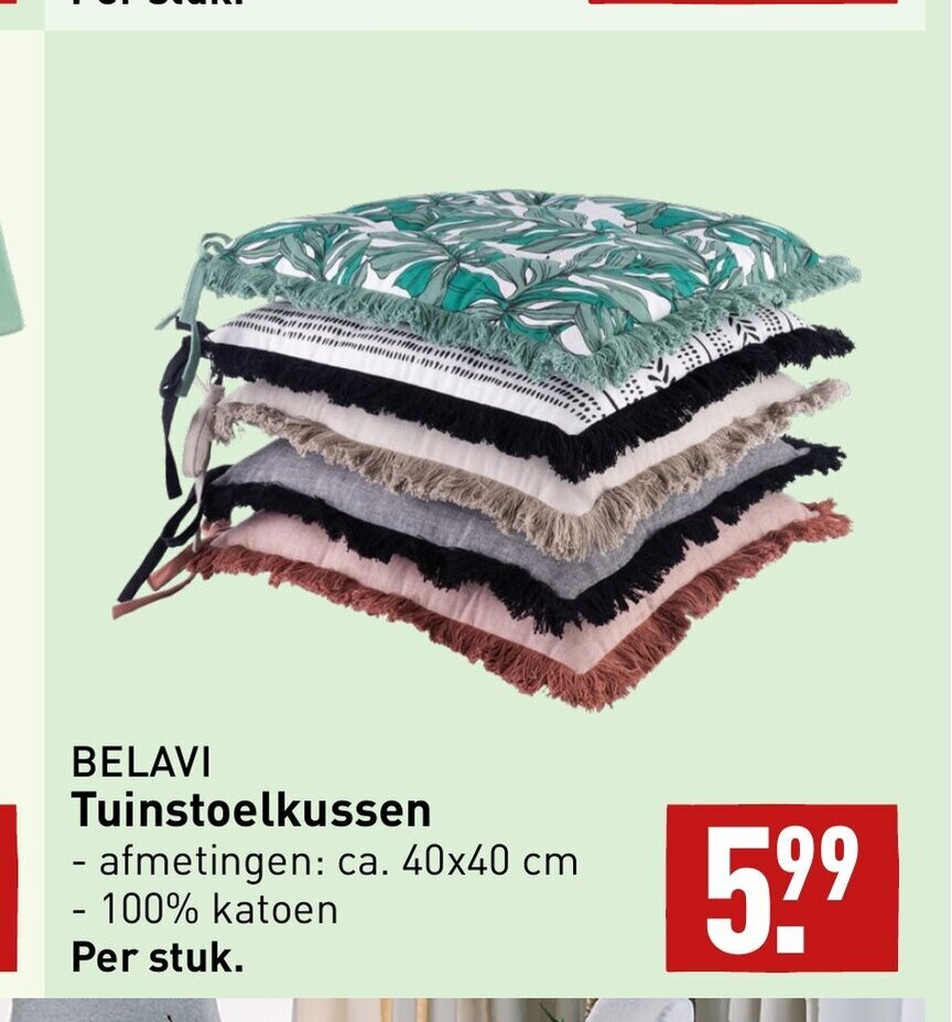 BELAVI Tuinstoelkussen 40x40 cm aanbieding bij ALDI
