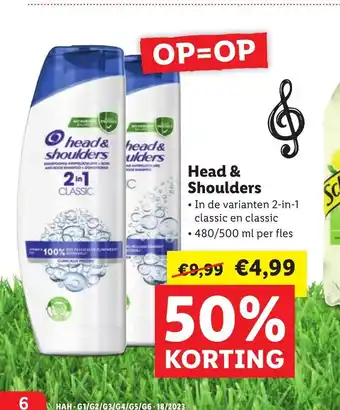 Lidl Head & Shoulders • 480/500 ml per fles aanbieding