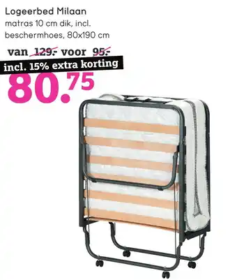 Leen Bakker Logeerbed Milaan matras 10 cm dik, incl. beschermhoes, 80x190cm aanbieding