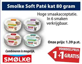 Huisdier Voordeelshop Smolke soft paté kat 80 gram aanbieding