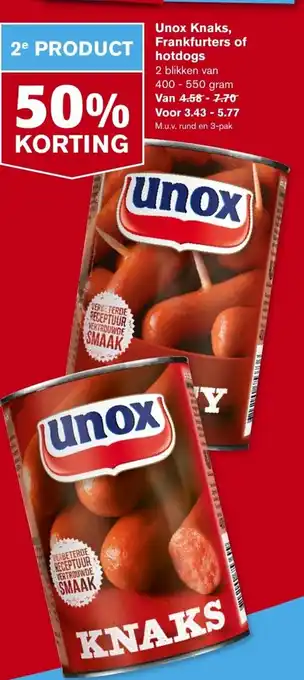 Hoogvliet Unox Knaks, Frankfurters of hotdogs aanbieding