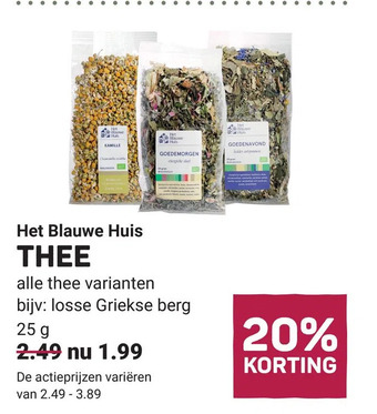Ekoplaza Het blauwe huis thee aanbieding
