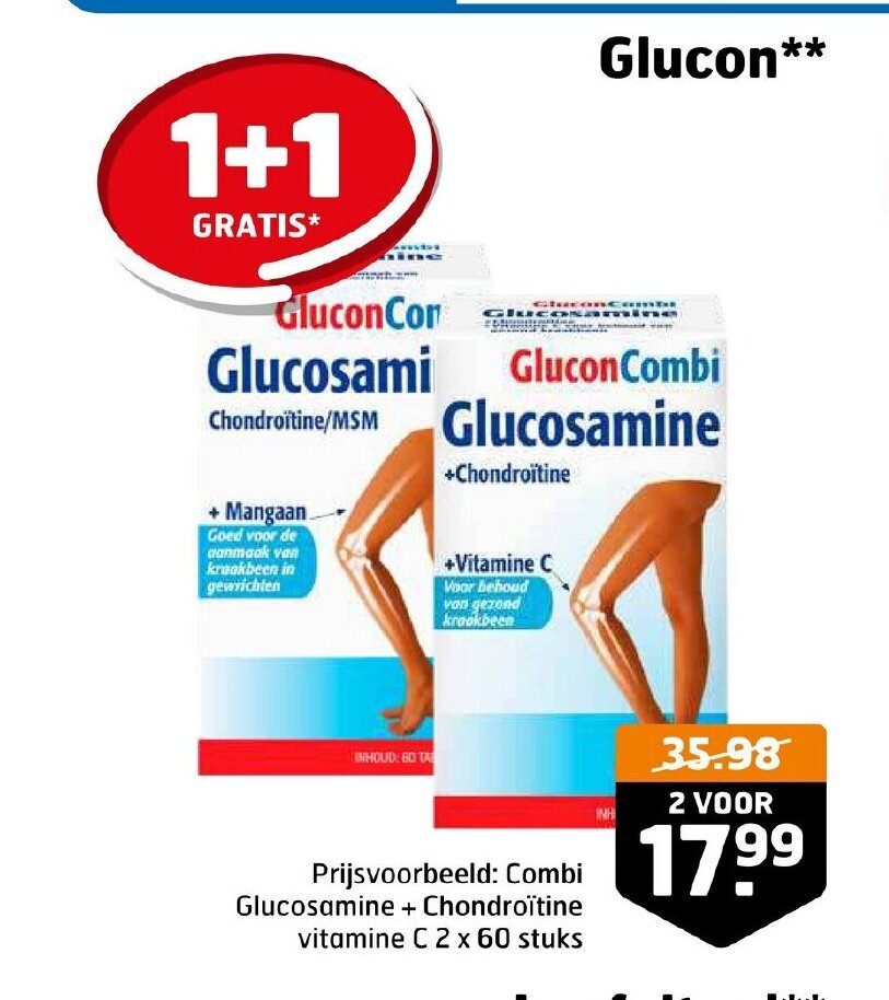 Glucon Combi Glucosamine +Chondroïtine aanbieding bij Trekpleister