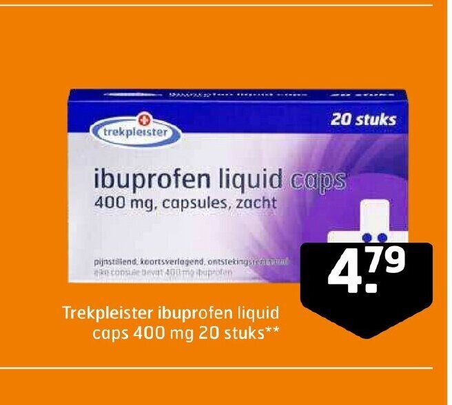 ibuprofen liquid caps 400 mg aanbieding bij Trekpleister