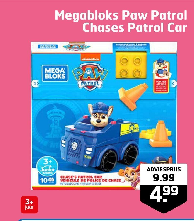 Megabloks Paw Patrol Chases Patrol Car aanbieding bij Trekpleister