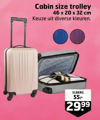 Trekpleister Cabin size trolley 46 x 20 x 32 cm Keuze uit diverse kleuren. aanbieding