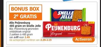 Albert Heijn Alle Peijnenburg 485 gram en Snelle Jelle aanbieding