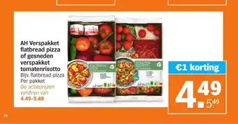 Albert Heijn AH Verspakket flatbread pizza of gesneden verspakket tomatenrisotto Bijv. flatbread pizza Per pakket aanbieding