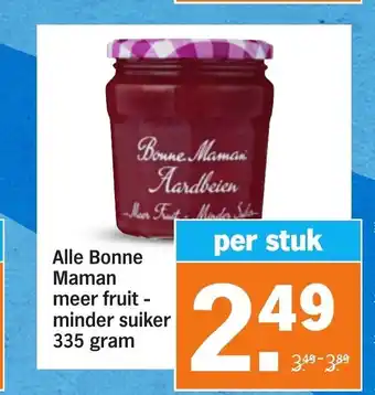 Albert Heijn Alle Bonne Maman meer fruit - minder suiker 335 gram aanbieding