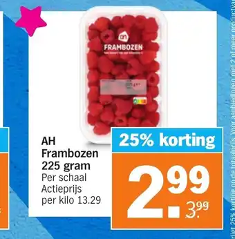 Albert Heijn AH Frambozen 225 gram aanbieding