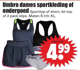 Dirk Umbro dames sportkleding of ondergoed S-XL aanbieding