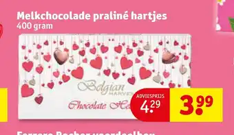 Kruidvat Melkchocolade praliné hartjes 400 gram aanbieding