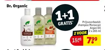 Kruidvat Dr. Organic shampoo Moroccan Argan Oil 2 x 265 ml aanbieding