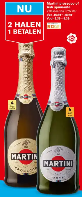 Hoogvliet Martini Prosecco of Asti spumante 2*750ml aanbieding