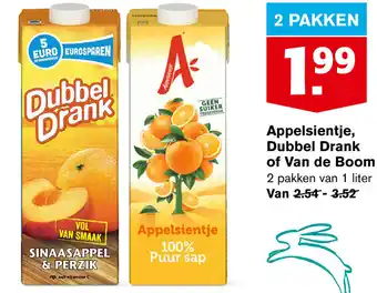 Hoogvliet Appelsientje, Dubbeldrank of Boom 2*1L aanbieding