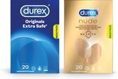 Bol.com Durex - 40 condooms - extra safe 20 stuks - nude no latex 20 stuks - voordeelverpakking aanbieding