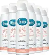 Bol.com Odorex 0% parfum deodorant spray - voordeelverpakking - unisex - 6x 150ml aanbieding