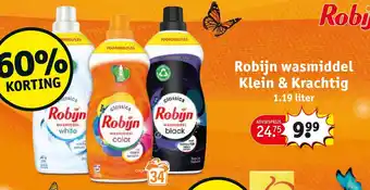 Kruidvat Robijn wasmiddel Klein & Krachtig 1.19 liter aanbieding