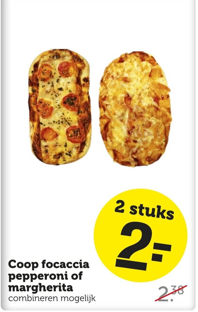 Coop focaccia pepperoni of margherita aanbieding bij Coop